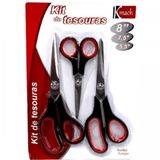 Kit De Tesouras Multiuso Com 3 Unidades Em Aço Inoxidável