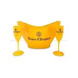 Kit Champanheira Veuve Cliquot Acrílico + 2 Taças Espumante