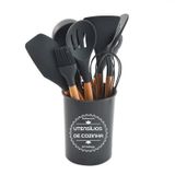 Kit De Utensílios De Cozinha De Silicone 12 Peças Cinza Gh