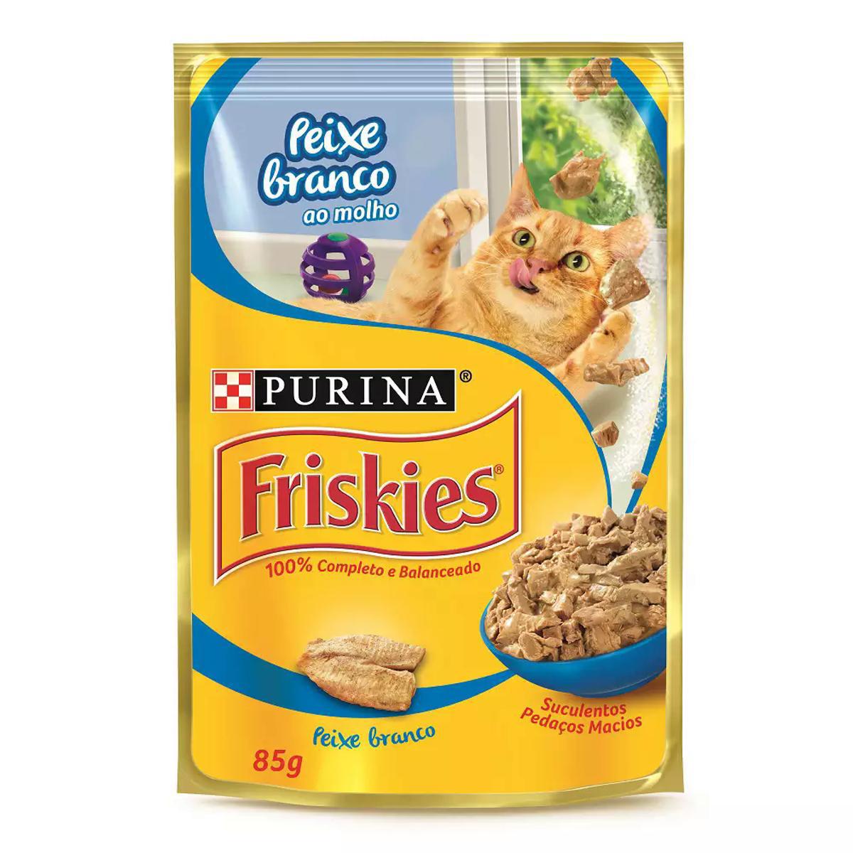 Sachê Friskies Gatos Peixe Branco Ao Molho 85g - 15 Unid