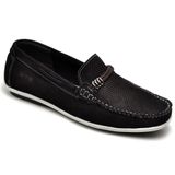 Sapato Mocassim Masculino Couro Perfuros Confortável Casual Preto 38