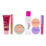 Pó Compacto Base Facial Esponja Gloss Labial Pele Morena