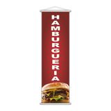 Banner Hamburgueria Lancheria Lanche Lona Serviço 100x30cm
