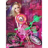 Boneca Fashionista Girl Tipo Barbie Com Bicicleta