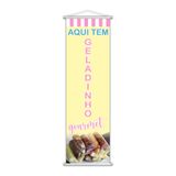 Banner Aqui Tem Geladinho Gourmet Lona Serviço 100x30cm