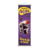 Banner Açaí Sorvete Banca Serviço Lona Roxo 100x30cm