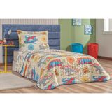 Roupa Cama Infantil Menino Menina Micro Percal 200 Fios Dino