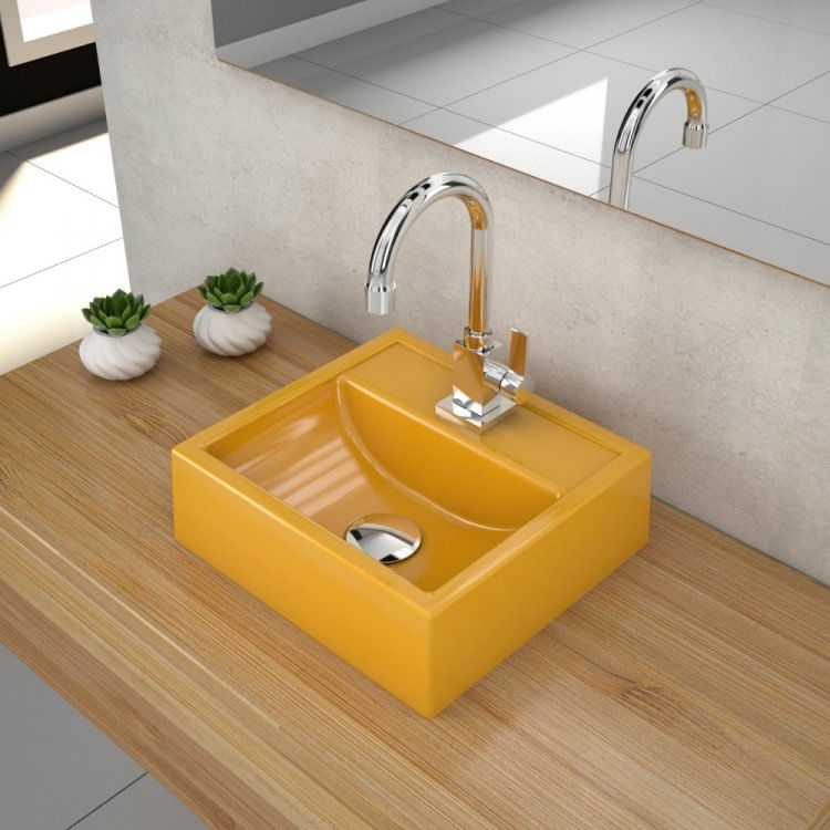 Kit Cuba Q32 com Válvula Click 1/2, Sifão PVC e Flexível Compace Amarelo