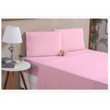 Jogo De Cama Queen Em Algodão 4 Peças Rosa