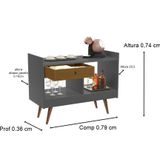 Aparador Estilo Buffet 2 Ambientes Retrô Duda Cor Onix /