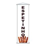 Banner Espetinho Churrasquinho Banca Serviço Branco 100x30cm