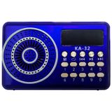 Rádio Pequeno E Portátil Com Fm/usb/sd/bt Kapbom Ka-32 Azul