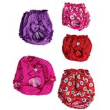 Kit 5 Calcinhas Para Cães - 2 Rosas, 2 Vermelhas E 1 Lilás P