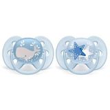 Chupeta Ultra Soft Dupla Baleia/estrela 6-18m Philips  Avent