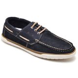 Sapato Mocassim Masculino Couro Cadarço Confortável Casual Azul 41