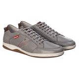Sapatênis Masculino Couro Detalhes Perfuros Conforto Casual Cinza 42