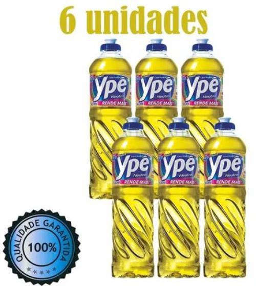 Detergente Líquido Ypê 500ml Neutro - Kit Com 6 Unidades