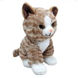 Gato Pelúcia Marrom Risca 21 Cm Altura