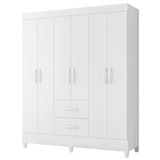 Guarda Roupas Casal 6 Portas 2 Gavetas Mobi Branco Flex Albatroz Bc Bc Ros
