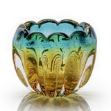 Vaso Em Cristal Murano Esmeralda E Âmbar - São Marcos 15cm