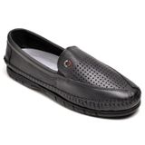 Mocassim Masculino Couro Perfuros Antiderrapante Casual Preto 43