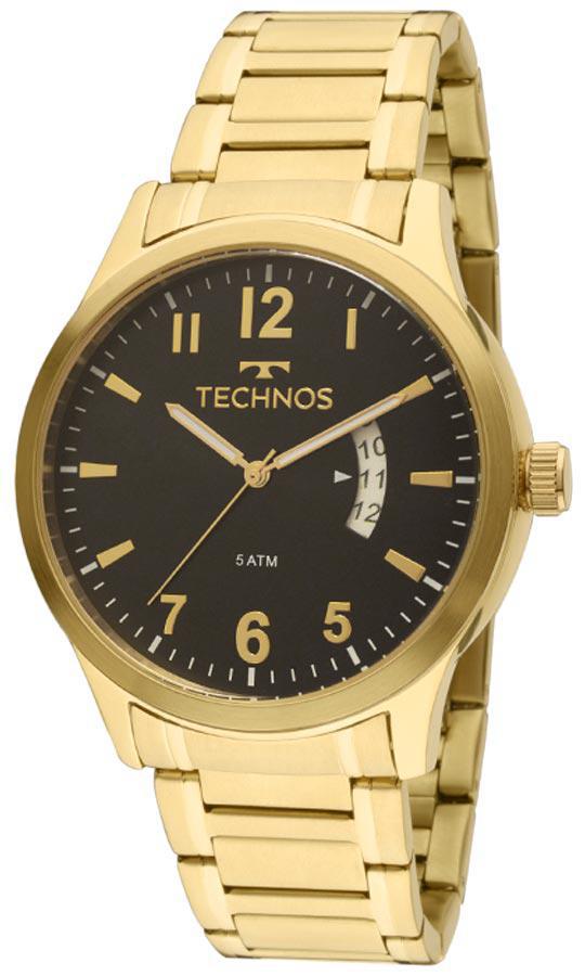 Relogio Masculino Technos Dourado Banhado Ouro 2115ktptdy4p