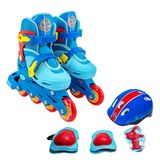 Patins 4 Rodas Infantil Regulavel 34-37 Kit Proteção