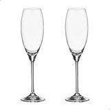 Taça De Cristal Bohemia Champanhe 290 Ml Carduelis 2 Peças