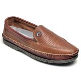 Mocassim Masculino Couro Perfuros Antiderrapante Casual Marrom 37