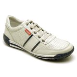 Sapatênis Masculino Couro Perfuros Cadarço Conforto Casual Cinza 44