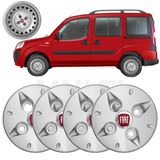 Kit 4 Calota Centro De Roda Ferro Fiat Doblo 2010-2021 Prata