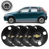 Kit 4x Calota Centro Roda Ferro Gm Corsa Hatch Preto Emblema