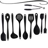 Kit 10 Peças Utensílios Cozinha Silicone Maciço Colheres