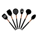 Jogo Utensílios Silicone Cozinha Rose Gold 6 Peças