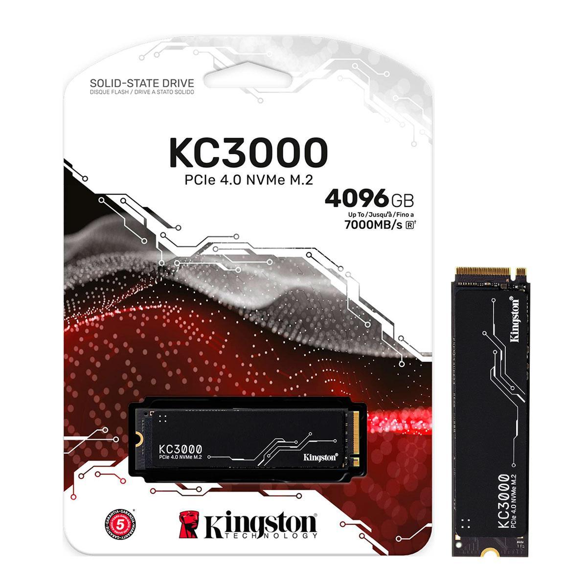 Imagem do produto SSD Kingston KC3000 4096GB NVMe M.2 PCIe 4.0 SKC3000S/4096G em Carrefour