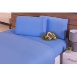 Jogo De Lençol Casal Queen Size 04 Peças Azul 35cm Altura