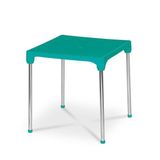 Mesa Quadrada Desmontável 70x70x72cm Cromo Colors Turquesa