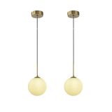 Kit 2 Pendente Dourado Globo Vidro Branco Ø12cm Quarto Zan14