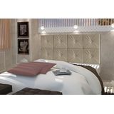 Painel De Cama Box Botão Casal 1,40 Elegance Cor Bege/areia