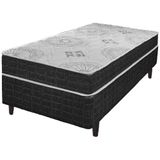 Cama Box Solteiro King Preto + Colchão San Francisco 96cm Preto