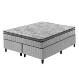 Conjunto Cama Box King Size Espuma D33 Pillow Top Hanover Cinza