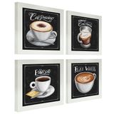 Quadro Decorativo Café Expresso Padaria 12x12cm 4 Un Branca