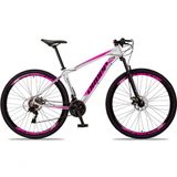Bicicleta Aro 29 Dropp Aluminum 24 Vel Câmbio Traseiro Shimano Freio A Disco Bike Mtb Alumínio Branco+rosa