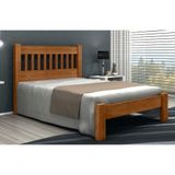 Cama Queen Size Pérola De Madeira Maciça Angelim Pedra/tauari - Cor Imbuia