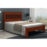 Cama Queen Size Pérola De Madeira Maciça Angelim Pedra/tauari - Cor Castanho