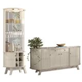 Balcão Buffet Mônica 183cm E Cristaleira Melina M01 Calacata-off White - Mpozenato