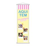 Banner Aqui Tem Geladinho Gourmet Serviço Lona 100x30cm
