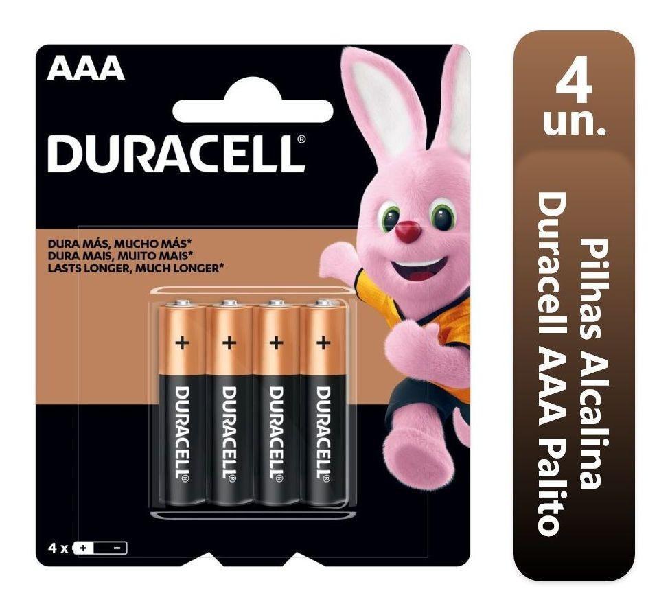 Pilha Duracell Alcalina Aaa 4 Unidade Palito Normal 3a 1,5v