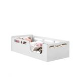 Cama Solteiro Montessoriana Moderna Proteção Lateral Branco