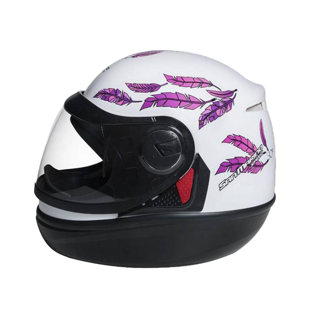 Capacete para Moto San Marino Speed Fly Moto Fechado Taurus - Branco e Rosa - 58